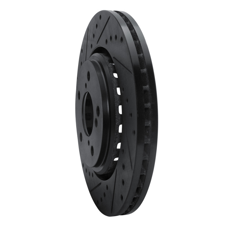 Acura MDX Brake Rotor (1) - Front Left - R1 Concepts - Drilled & Slotted - Black - `15-`25